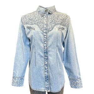 Rockmount Ranch Wear Vintage Embroidered Western Shirt - Denim Blue