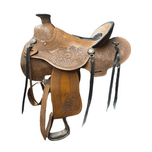 Used No Name Western Draft Saddle 16"/FQH - Brown