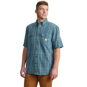 Carhartt Men's Loose Fit Midweight Short-Sleeve Plaid Shirt - Storm Blue
