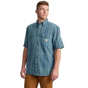 Carhartt Men's Loose Fit Midweight Short-Sleeve Plaid Shirt - Storm Blue