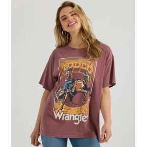 Wrangler Women's Women's Acid Wash Graphic Oversized Tee - Wild Ginger