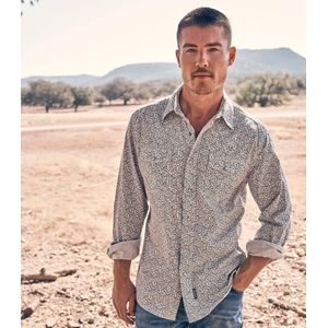 Wrangler® Men's Retro® Premium Long Sleeve Western Snap Printed Shirt - Grey Vines
