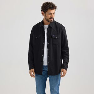 Wrangler Men's Wrangler® Classic Denim Western Snap Shirt - Black Denim
