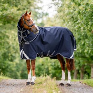 Rambo® Supreme 1680D Turnout with Hood (0g Light) - Navy/Thunderstorm Grey/Silver