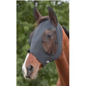 Weatherbeeta Deluxe Stretch Bug Eye Saver Zip Fly Mask with Ears - Black