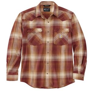 Carhartt Men's Montana Rugged Flex® Relaxed Fit Lightweight Long-Sleeve Snap-Front Plaid Shirt - Barnwood