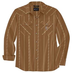 Carhartt Men's Montana Rugged Flex™ Relaxed Fit Lightweight Long-Sleeve Snap-Front Print Shirt - Brown