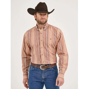 Wrangler Men's George Strait™ One-Pocket Button-Down Shirt - Earth Brown Stripe