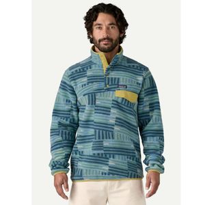 Patagonia  Men's Lightweight Synchilla® Snap-T® Fleece Pullover - Quilty Fitz/Wetlands Blue