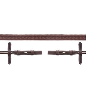 Schockemohle Sports Rubber Reins Rolled 17MM - Brown/Gold