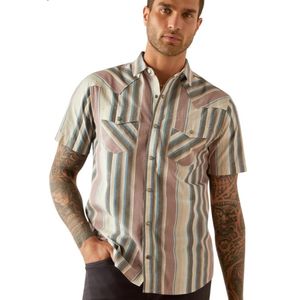 Ariat Men's  Hughie Retro Fit Short Sleeve Shirt - Grey