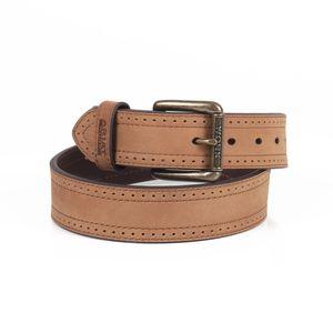 Ariat Perforated Edge Leather Belt - Medium Brown