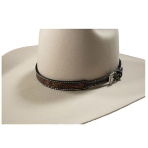 M & F Western Floral Hand Tooled Leather Hat Band - Brown/Tan