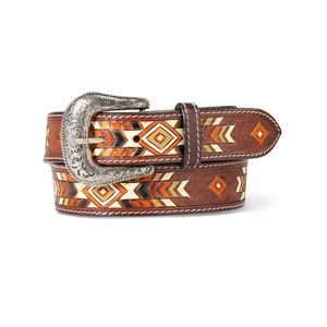 Ariat  Women's Hand Tooled Painted Southwest Belt - Multi Coloured