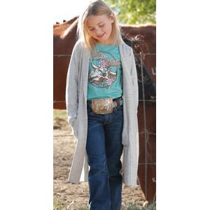 Cruel Girl Girls' Highland Cow Duster - Grey