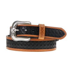 Hooey Hands-Up Basket Weave Belt - Brown / Black