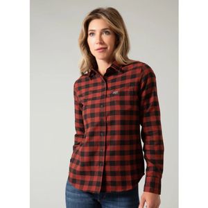 Kimes Women's Garrison Long Sleeve Plaid Shirt - Dark Red