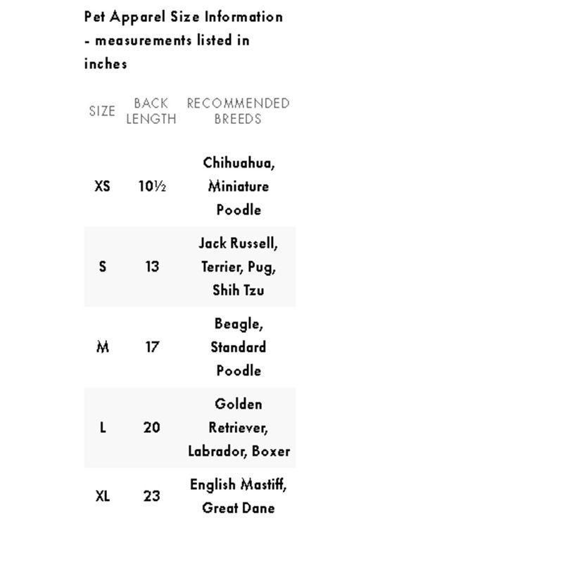 wrangler-pet-apparel-size-chart