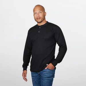 Standfield's Men's 2 Layer Merino Henley Long Sleeve - Black