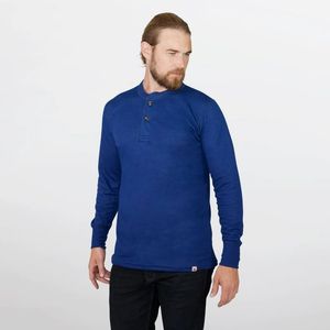 Standfield's Men's 2 Layer Merino Henley Long Sleeve - Blue Aura