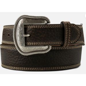 Ariat Triple Stitch Edge Leather Belt - Brown Rowdy