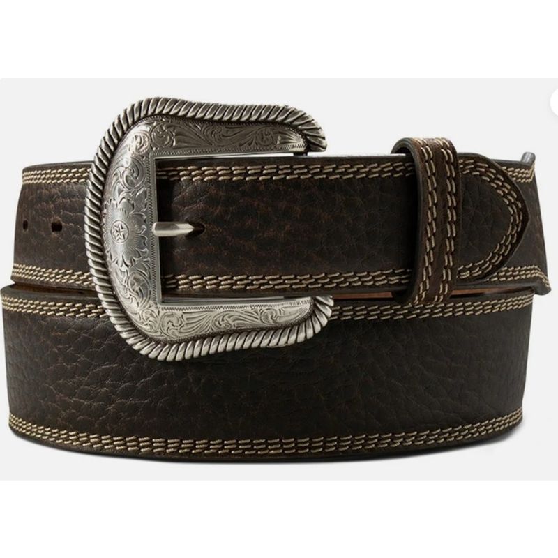 ariat-triple-stitch-edge-leather-belt-brown-rowdy