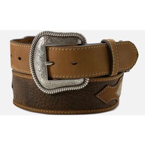 Ariat Center Tab Calf Hair Inlay Leather Belt - Brown