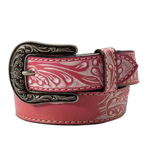 Angel Ranch Girls Name Blank Leather Belt - Pink/White