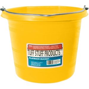 Tuff Stuff 20 Quart Flat Back Plastic Bucket - Yellow