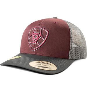 Ariat Two Tone Shield Ball Cap - Burgundy/Grey