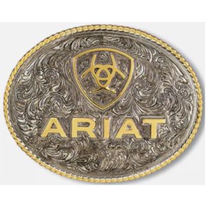 Ariat Oval Rope Edge Belt Buckle - Silver/Gold