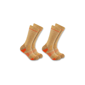 Carhartt Men's Synthetic Wool Blend Boot Sock 2 Pack - Khaki