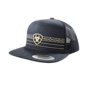 Ariat Shield and Boot Stitch Ball Cap - Navy/Tan