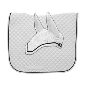 Equinavia Voss All Purpose Saddle Pad and Bonnet Set - White / Black