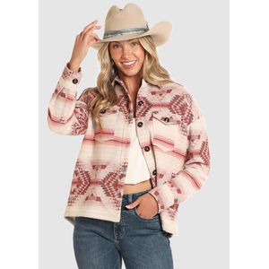 Panhandle Women's Aztec Shacket With Sherpa Lining - Natural