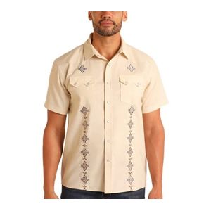 Panhandle Slim Diamond Men's Snap Short Sleeve Shirt - Natural
