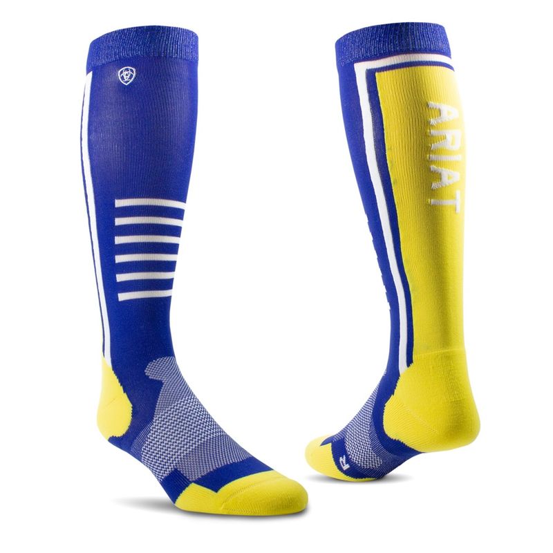 ariat-ariattek-slimline-boot-sock-surf-the-web-yellow