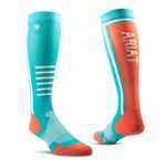 ariat-ariattek-slimline-boot-sock-viridian-green-burnt-sienna