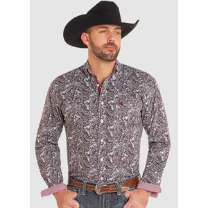 Panhandle Men's Rough Stock Paisley Long Sleeve Snap Shirt - Burgundy
