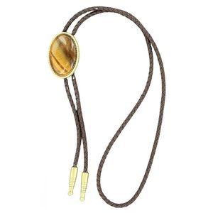 M&F Western Double S Bolo Tie - Oval Tiger's Eye