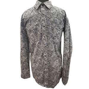 Panhandle Slime Rough Stock Men's Paisley Long Sleeve Snap Shirt - Black