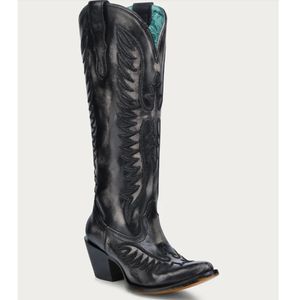 Corral Boots Women's Embroidery J Toe Cowboy Boot - Blackened Bone