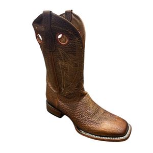Corral Boots Men's Embroidery Cut Out Wide Square Toe Cowboy Boot - Tan