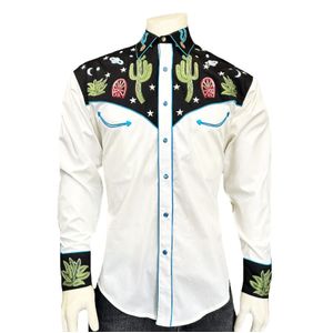 Rockmount Ranch Wear Men's Vintage Cactus And Stars Western Shirt - Black