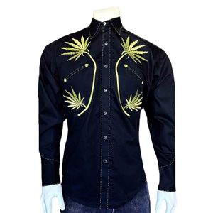 Rockmount Ranch Wear Men's Vintage Cannabis Cowboy Western Shirt - Black