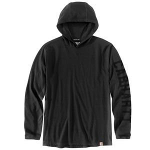 Carhartt Men's Force Relaxed Fit Logo Graphic Hooded Long Sleeve T-Shirt - Black