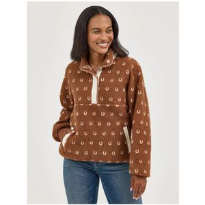 Wrangler Women's Retro Americana Sherpa Snap Pullover - Brown