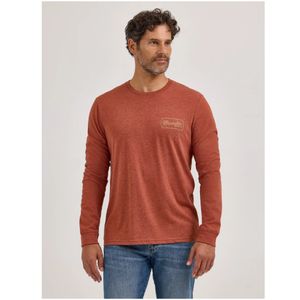 Wrangler Men's Regular Fit Long Sleeve Cowboy Back Graphic Tee - Henna Heather