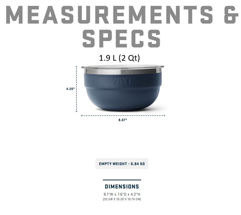 Yeti 2Qt Bowl Dimen