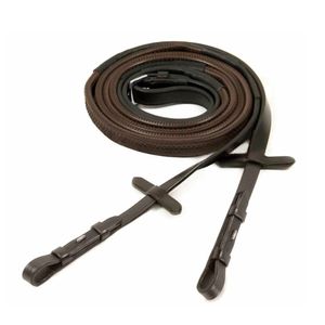 Schockemohle Sports Rubber Reins with Hook and Stud - Dark Brown